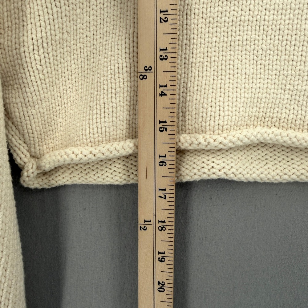 ZARA Cropped Polo Sweater Women Small Cream Relaxed Balloon Sleeve Casual Collar - Picture 5 of 15